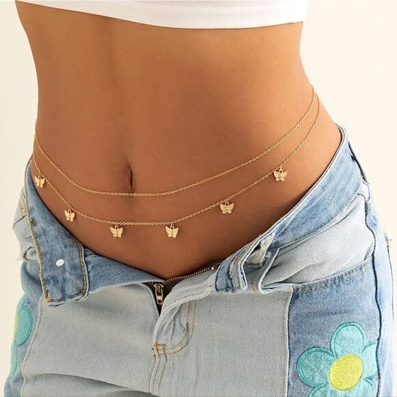 NWOT Gold Butterfly Waist Chain - Picture 3 of 4